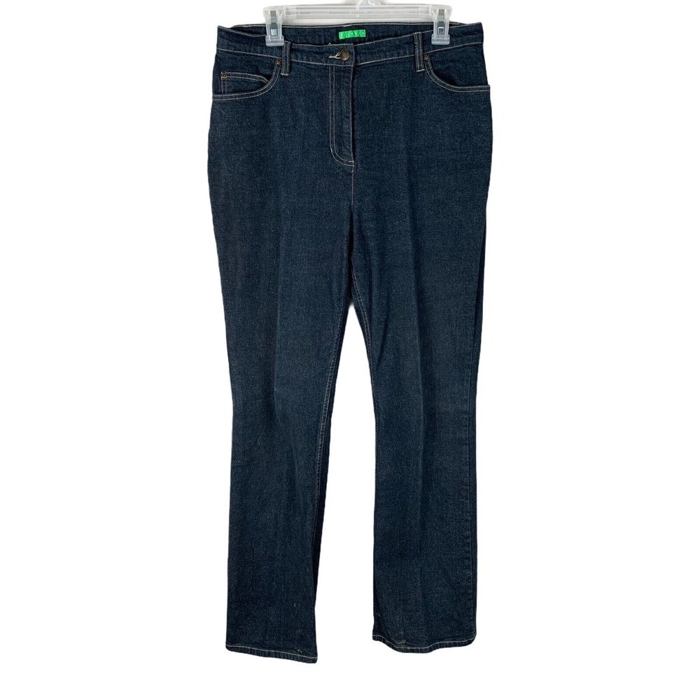 Ca-Sual by CA Sport Stretch Jeans Women Sz 14 Straight Leg Dark Wash Hi-Rise